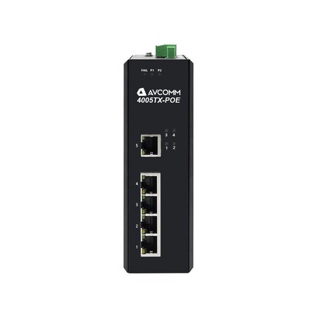 Avcomm 5-Port Industrial POE Unmanaged Ethernet Switch 4005TX-POE